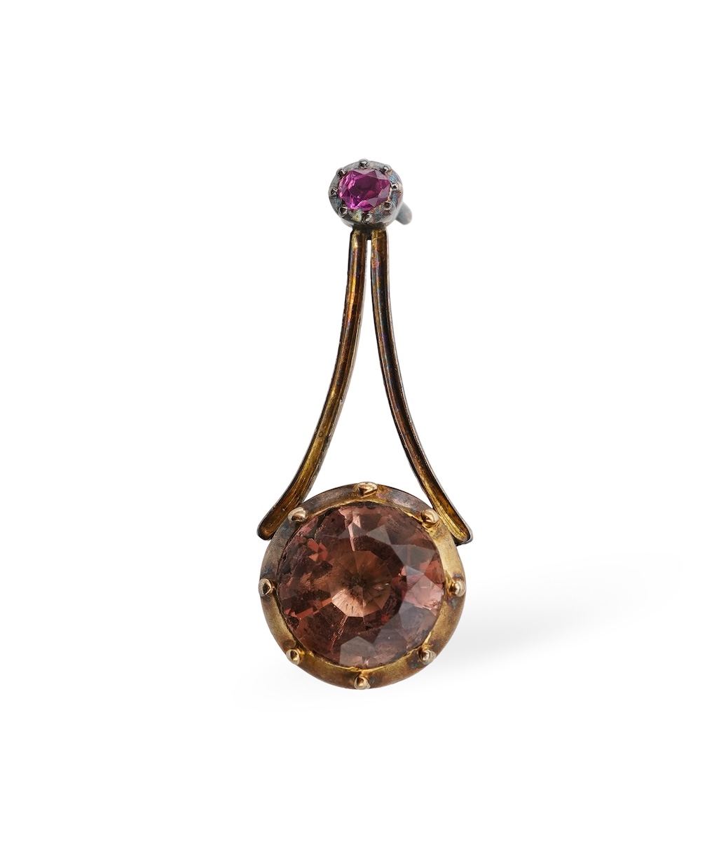 A Georgian topaz and ruby 'Halley's Comet' brooch, early 19th century